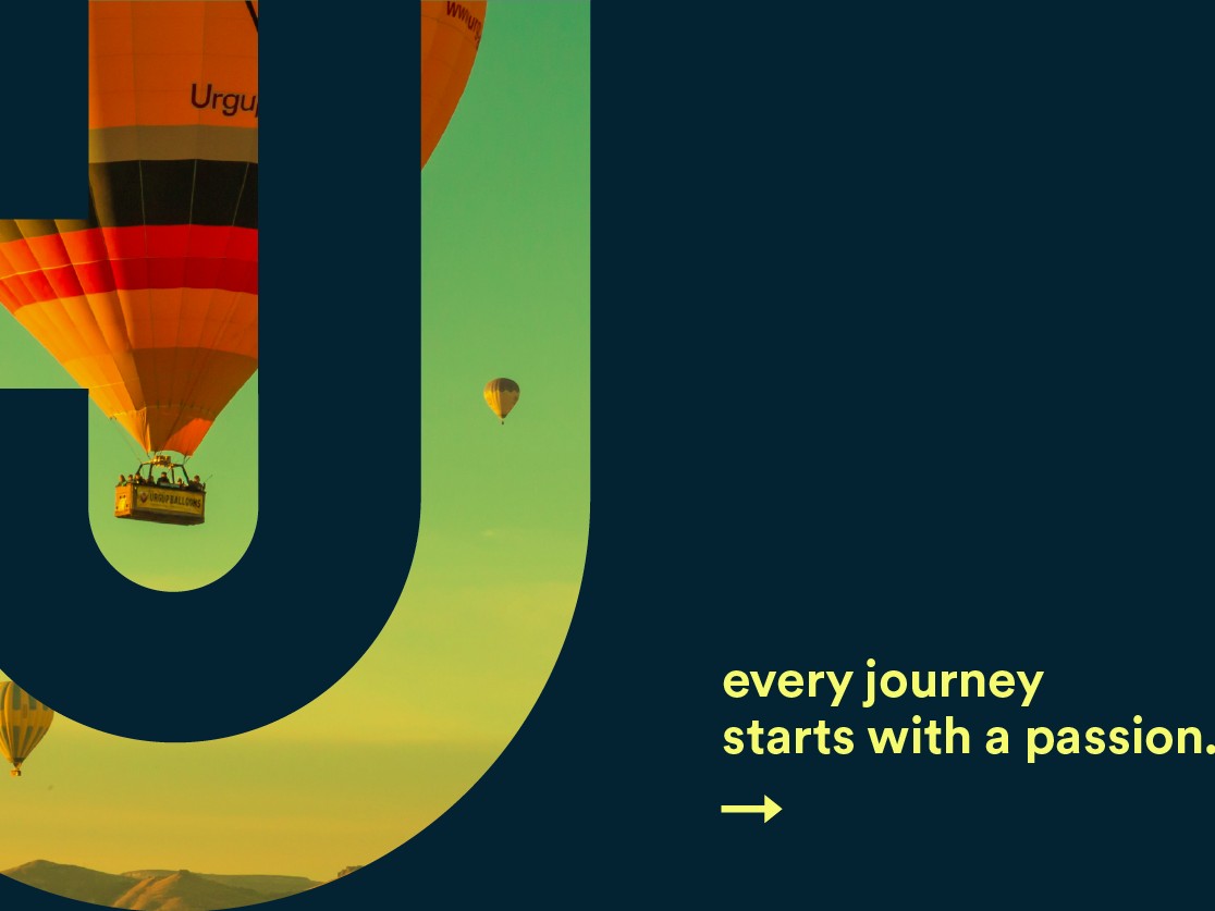 House of Journeys logo mark used as a photo frame — hot air balloons