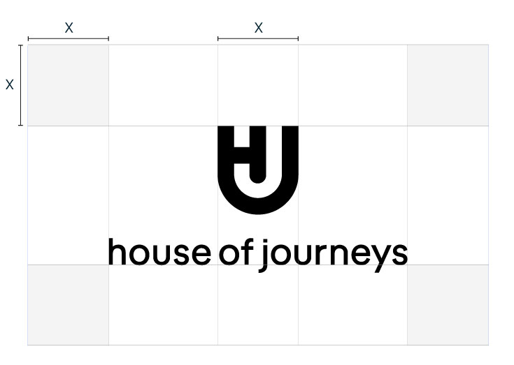 House of Journeys logo clear space diagram