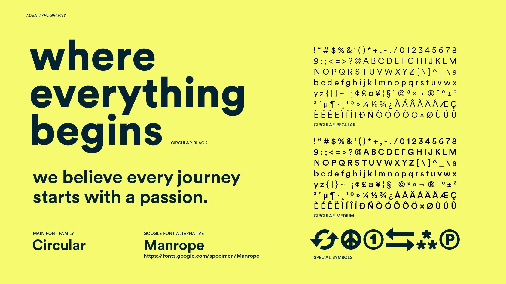 House of Journeys main typography specimen — Circular Black and Regular