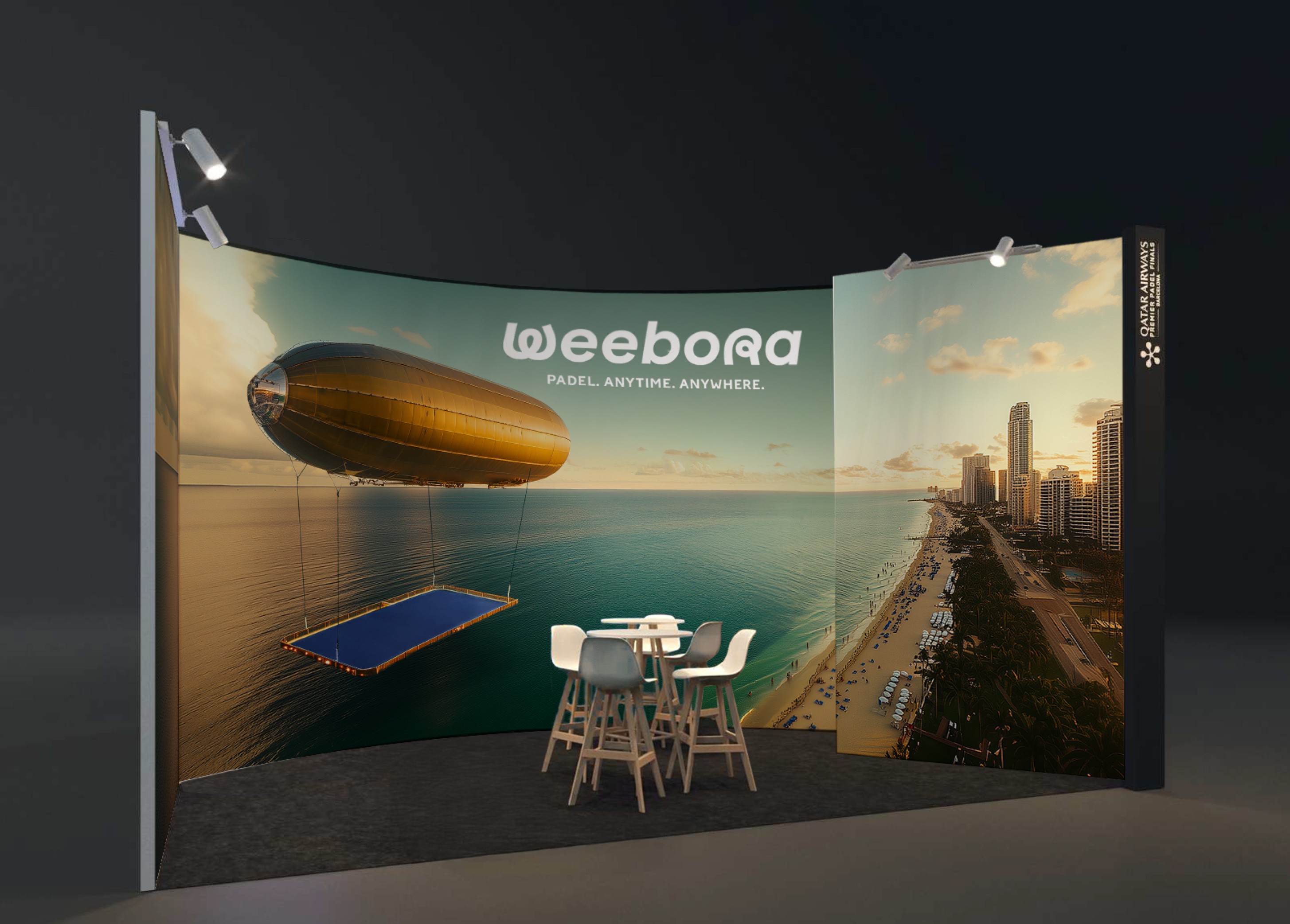 Weebora corporate exhibition booth render
