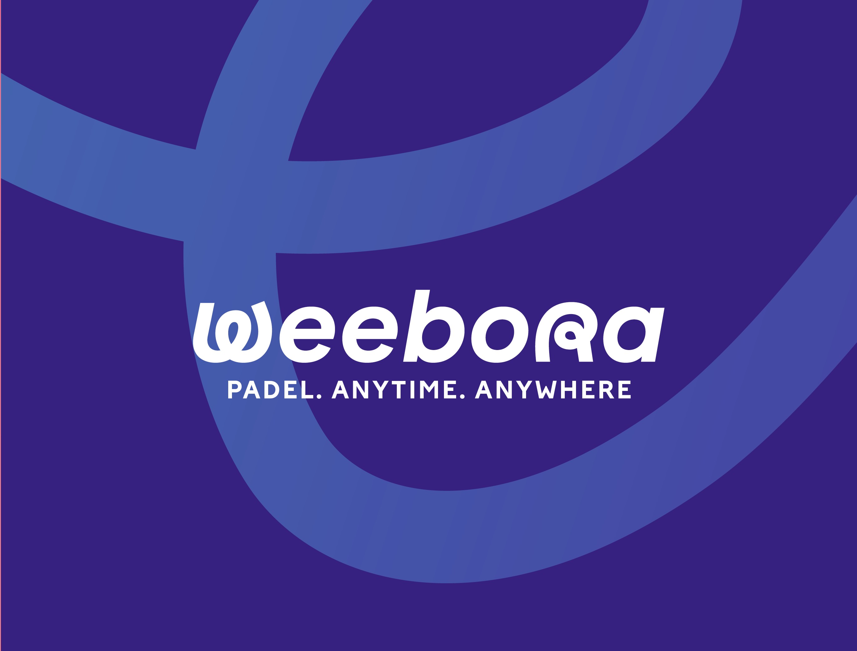 Weebora logo lockup on swirl motif background