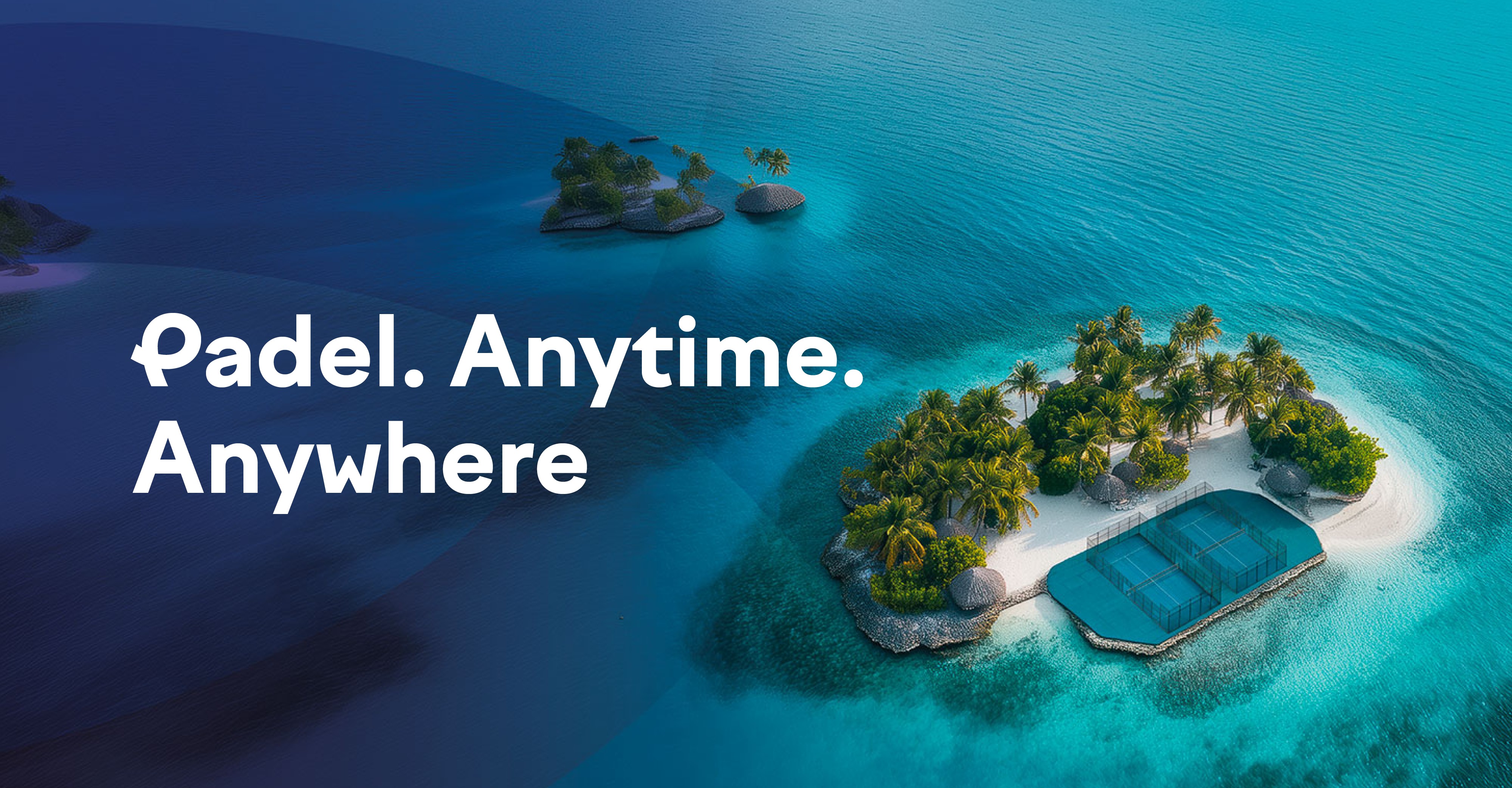 Weebora — Padel. Anytime. Anywhere. campaign shot on a private island padel court